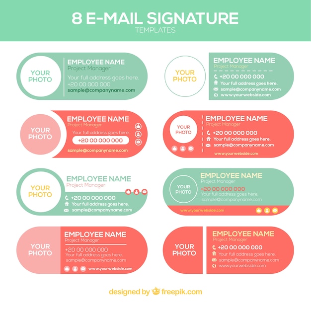 Colección de firmas de correo electrónico en estilo plano