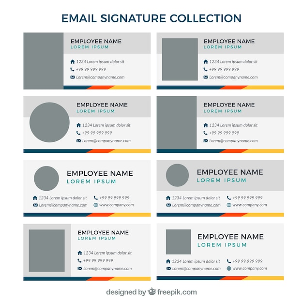Colección de firmas de correo electrónico en estilo plano