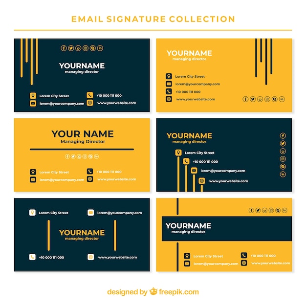 Colección de firmas de correo electrónico en estilo plano