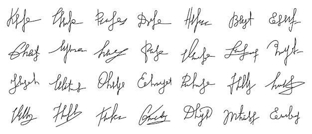 Colección de firmas dibujadas a mano, garabates y arte de líneas decorativas