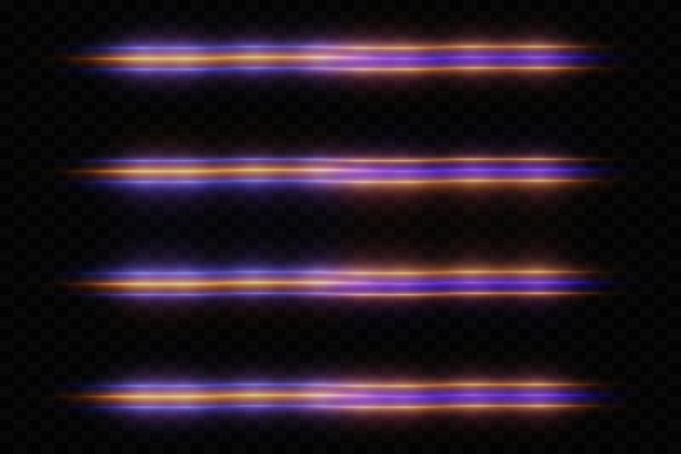 Colección de flash y efectos especiales Líneas brillantes con un resplandor de luz
