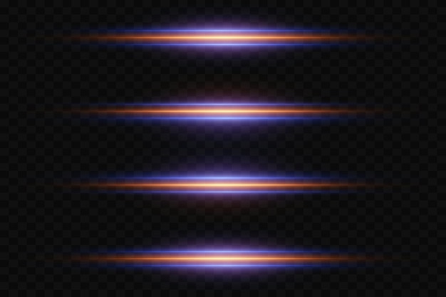 Colección de flash y efectos especiales Líneas brillantes con un resplandor de luz