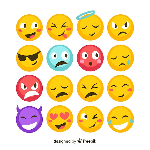 Colección flat de reacciones de emoticonos