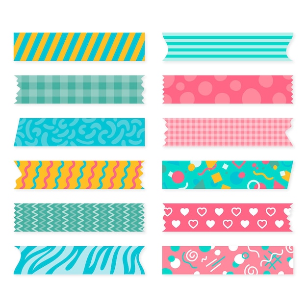 Vector colección flat washi tape