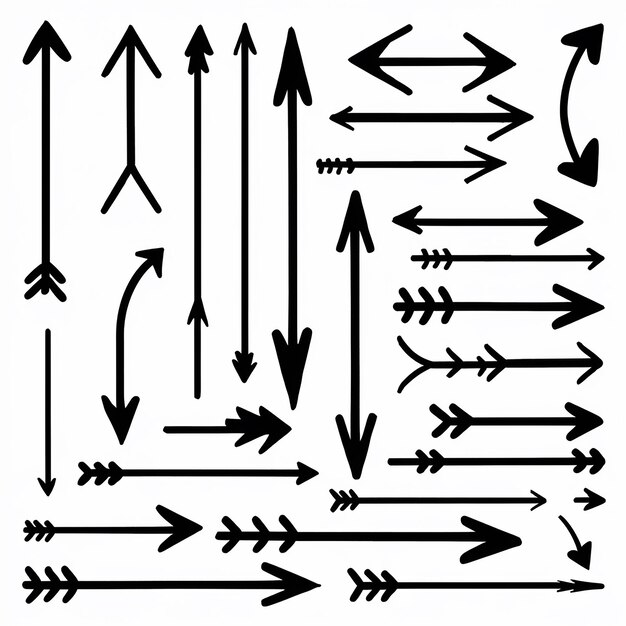 Una colección de flechas curvas y rectas