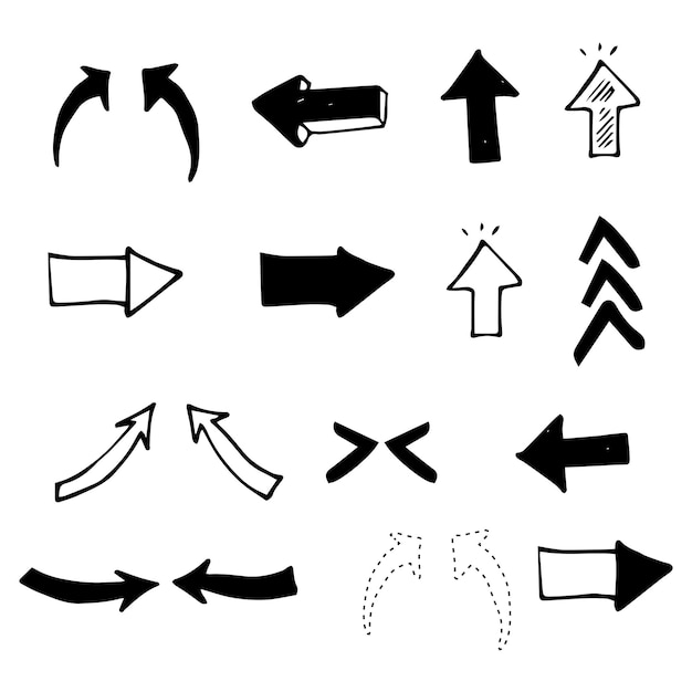 Colección de flechas dibujadas a mano Conjunto minimalista