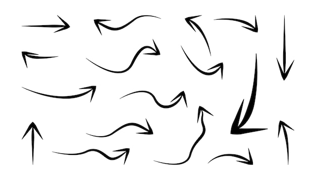 Colección de flechas dibujadas a mano elementos de diseño gráfico de estilo tinta negra