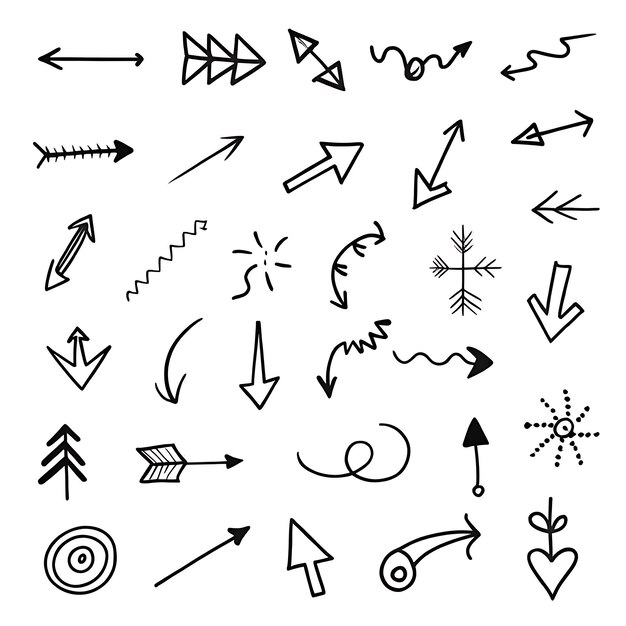 Colección de flechas dibujadas a mano para proyectos de diseño creativo