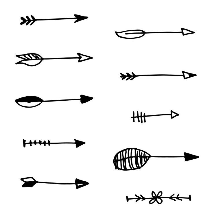 Vector colección de flechas dibujadas a mano por vectores