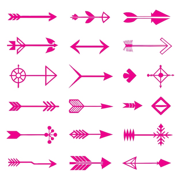 Colección de flechas con diferentes colores y formas múltiples