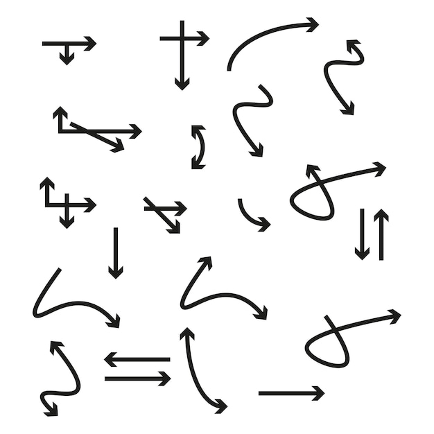 Colección de flechas direccionales Conceptos de orientación y navegación Diversos indicadores de movimiento