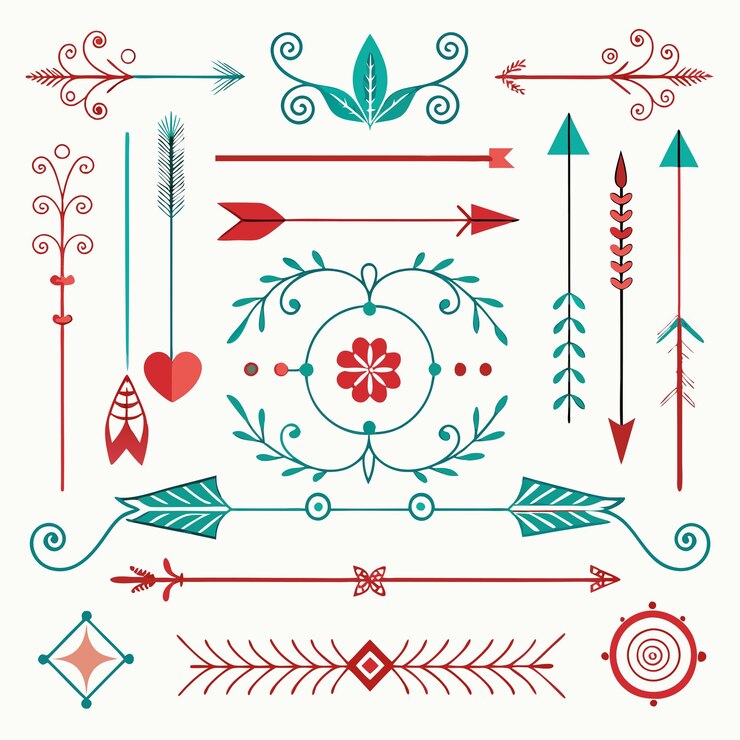 Vector una colección de flechas y flechas con flechas y flechas