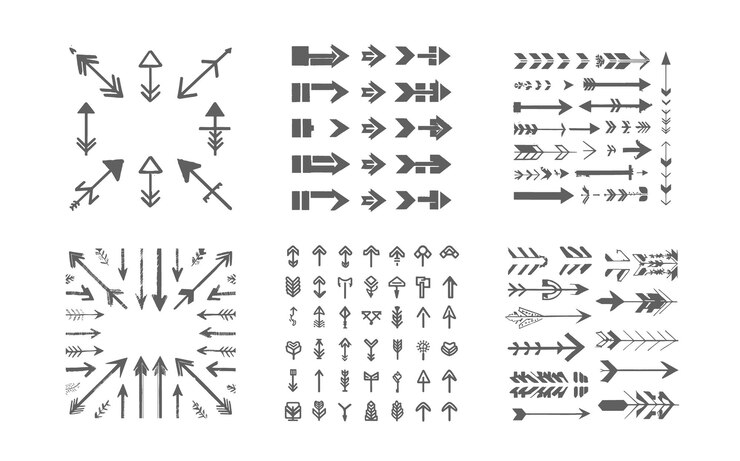 Vector una colección de flechas flechas y flechas con flechas