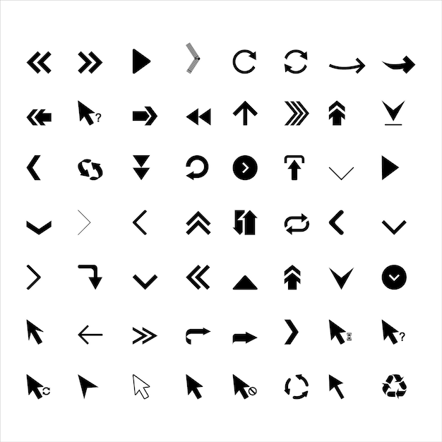 Colección de flechas vectoriales negras Flecha Cursor Icono de flecha vectorial Flechas simples modernas Colección