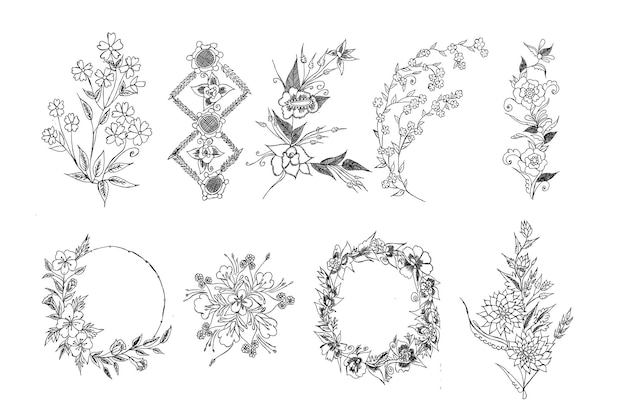 Colección floral acuarela vectorial