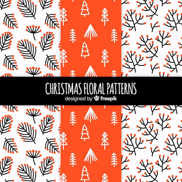 Colección floral de patrones navideños