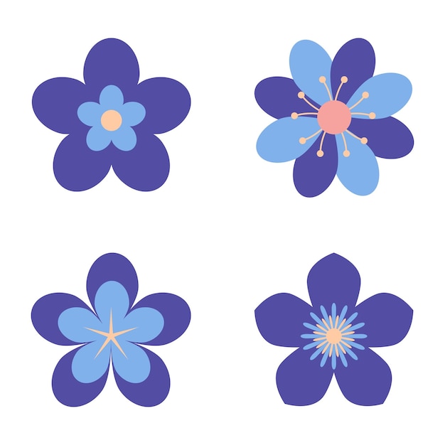 Colección de flores azules