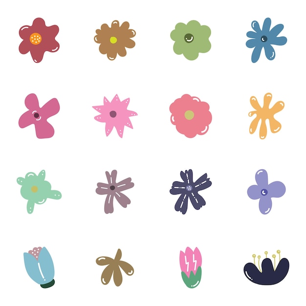 Colección de flores de color plano para el verano