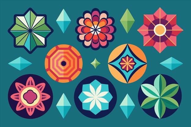 una colección de flores coloridas y un fondo azul