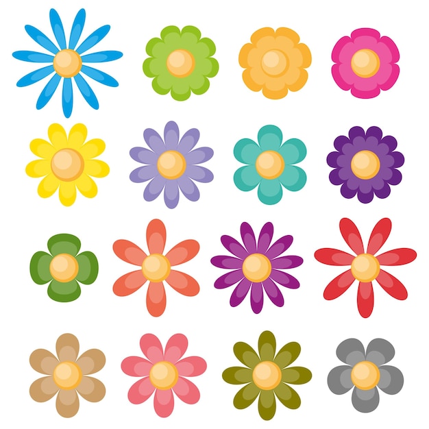 una colección de flores coloridas modelo 3d