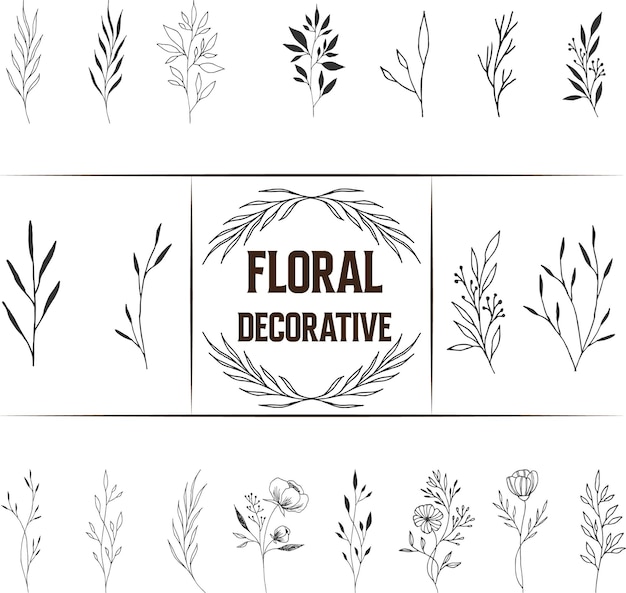 Una colección de flores decorativas florales con las palabras decorativas florales en la parte inferior.