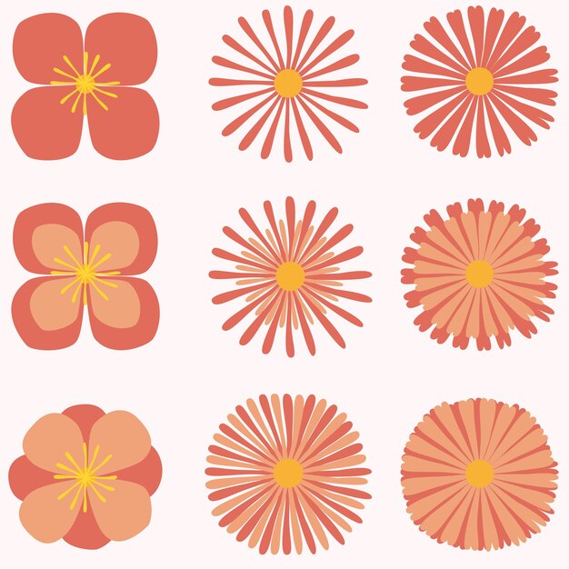 Colección de flores dibujadas a mano