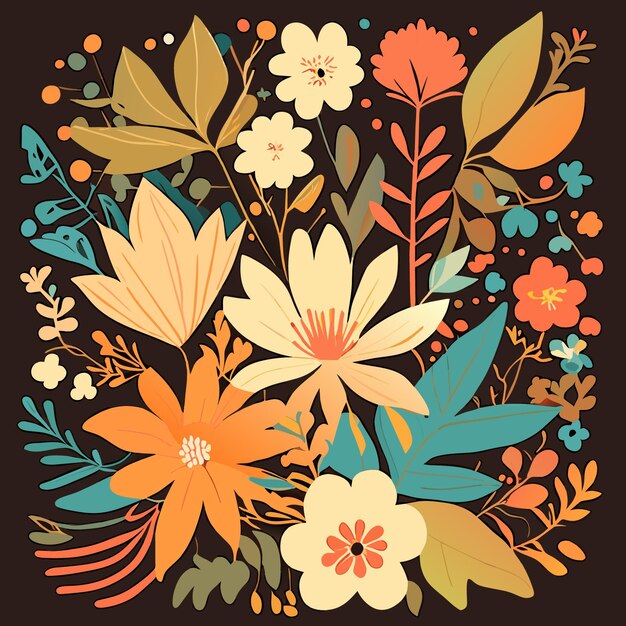 Vector colección de flores hechas a mano