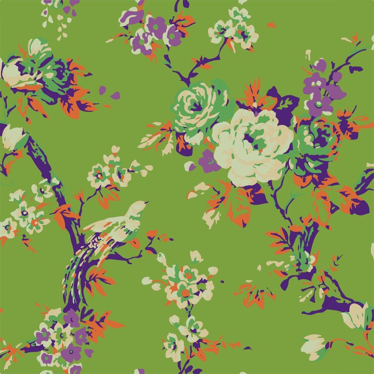 una colección de flores y hojas en un fondo verde