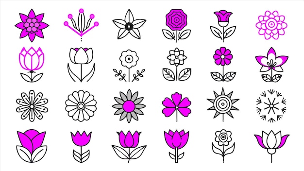 una colección de flores y hojas del jardín