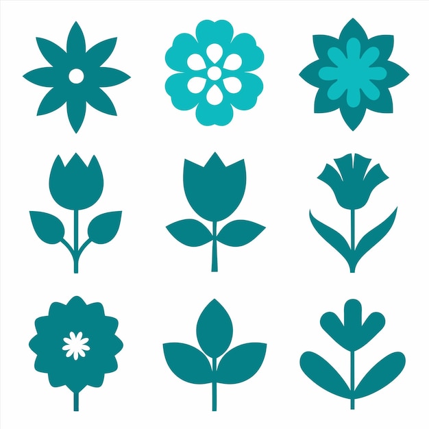 una colección de flores y hojas del jardín