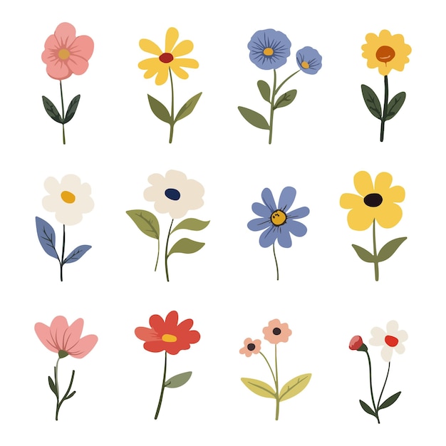 Colección de flores ilustradas sencillas