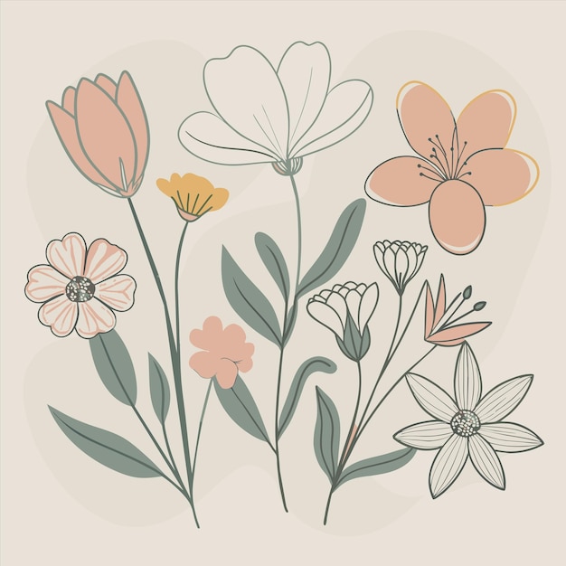 una colección de flores, incluida una de las flores
