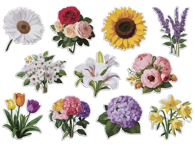 una colección de flores, incluida una de las flores