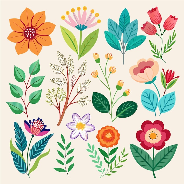 una colección de flores, incluida una que dice " primavera "