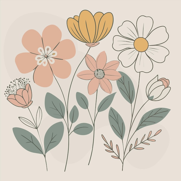 una colección de flores incluyendo una con la otra rosa y naranja