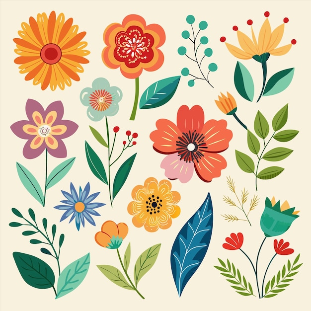 una colección de flores incluyendo una que dice primavera