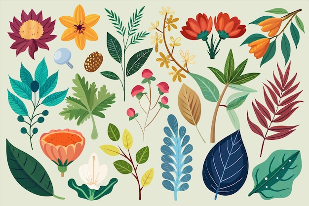 una colección de flores y plantas de la colección