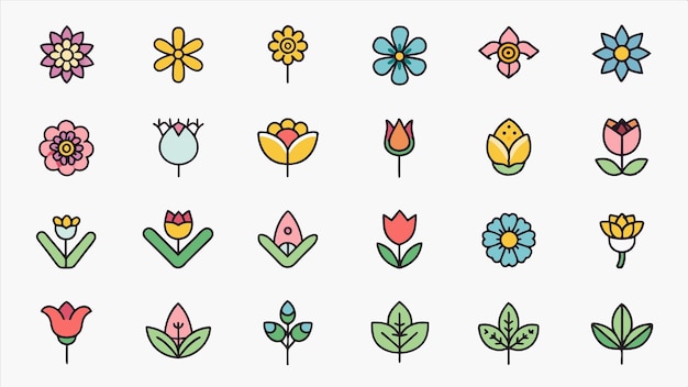 una colección de flores y plantas de colores