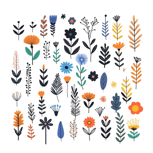 una colección de flores y plantas