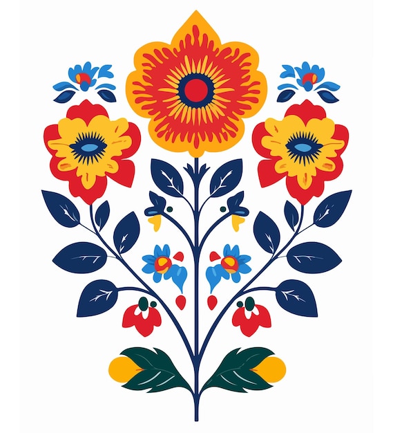 Colección de flores de primavera coloridas Ilustración de flores retro Flores groovy