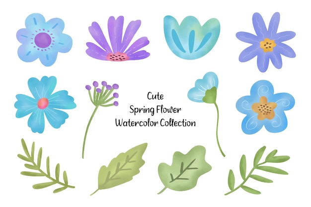 Colección de flores de primavera dibujadas a mano