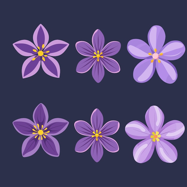 Colección de flores de primavera plana