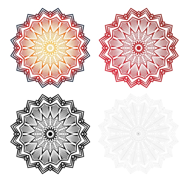 Colección de flores puntiagudas como el sol mandala patrón de decoración ornamental vector aislado africano
