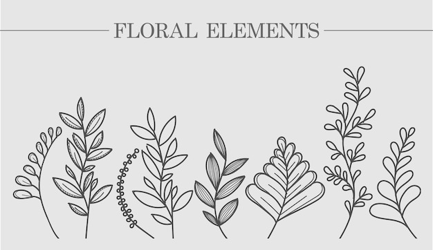 Colección de flores de ramas de hojas y botánica Para invitaciones de boda postales carteles etiquetas