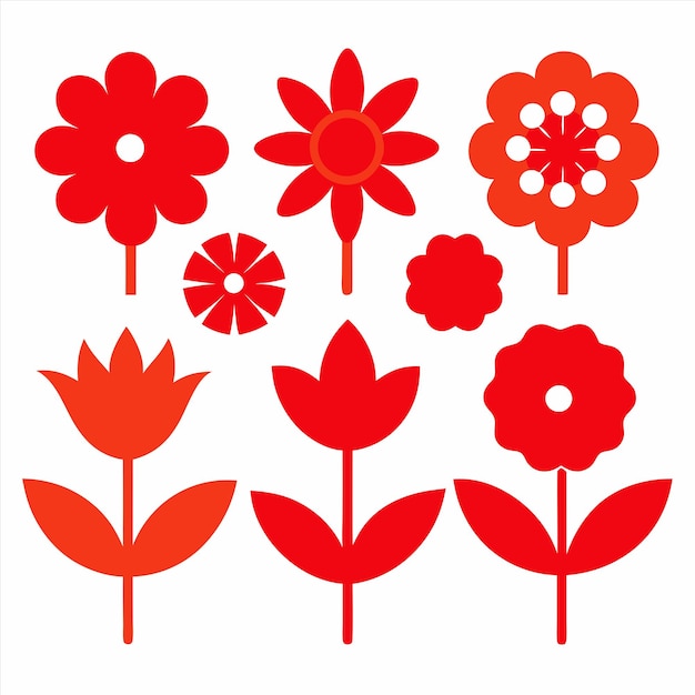 una colección de flores rojas, incluida una con la palabra " rojo "