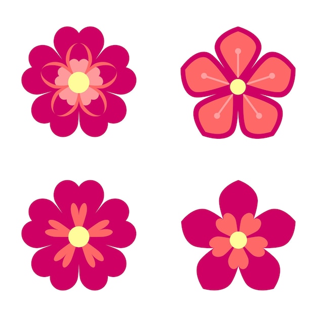 Colección de flores rojas rosas