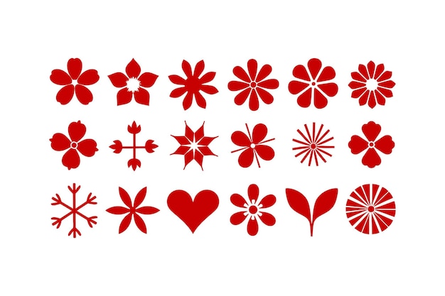una colección de flores rojas vector