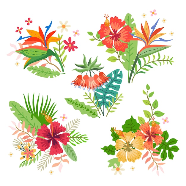 Vector colección de flores tropicales