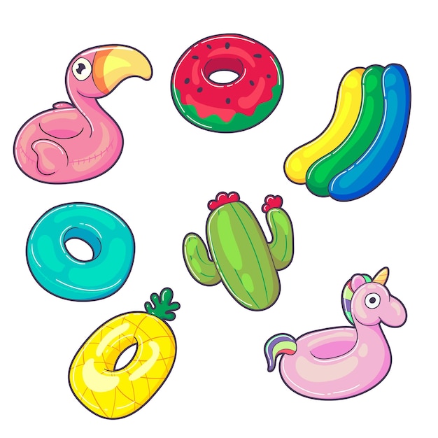 Colección de flotadores de la piscina Flamingo sandía plátano cactus unicornio piña