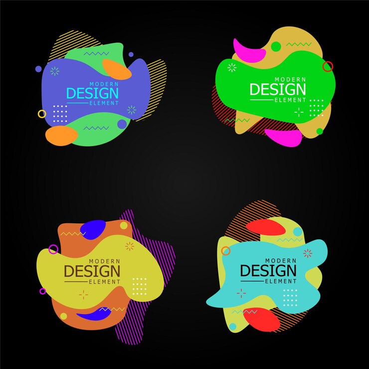 Vector colección fluida colorida abstracta estilo memphis moderno